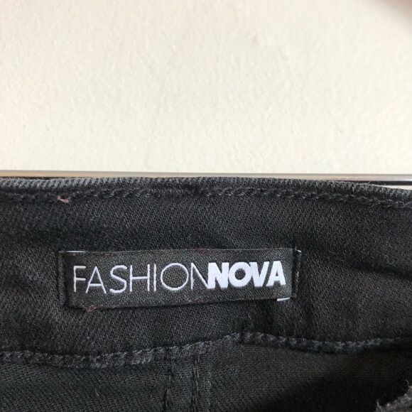 Fashion Nova Distressed High Waist Skinny Leg Jeggings Denim Jeans Black - Picture 4 of 12